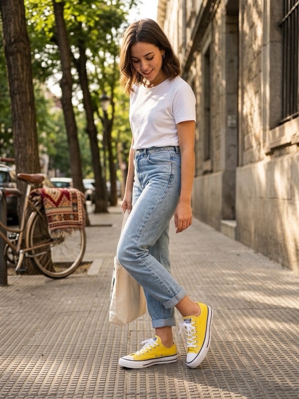 Converse Yellow Low-Top Canvas Sneakers with White Laces